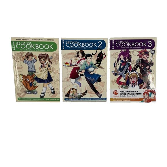 Manga University Culinary Institute Cookbooks Vol 1 2 3 Lot Japanese Recipes PB - Picture 1 of 9